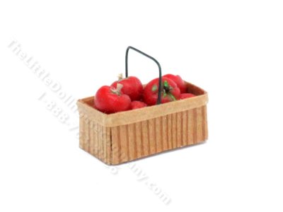 (image for) Miniature Tomatoes in Wooden Basket for Dollhouses