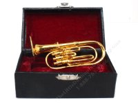 (image for) Miniature 4 Inch Brass Tuba in Velvet Lined Black Case