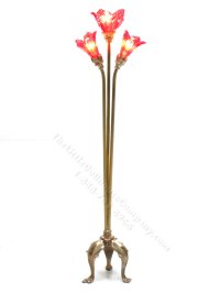 (image for) Miniature Brass Red Triple Tulip Lamp Floor by Jim Pounder