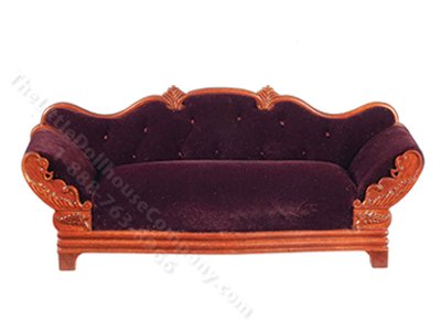 (image for) Miniature Wine Red Late Regency Settee for Dollhouses