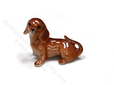 (image for) Miniature Porcelain Dachshund Dog for Dollhouses