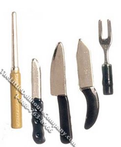 (image for) Dollhouse Scale Model 5 Piece Kitchen Knives Set