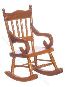 (image for) Miniature Walnut Rocking Chair with Curled Armrests
