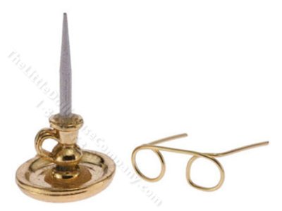 (image for) Miniature Candle Holder and Glasses for Dollhouses