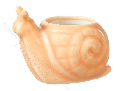 (image for) Miniature Ceramic Snail Pot for Dollhouses - Orange