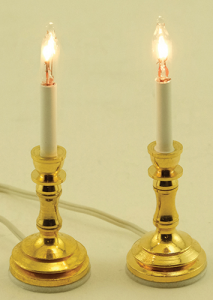 (image for) Miniature Electrical Brass Candlesticks with Round Base (2/pk)