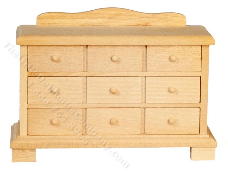 (image for) Miniature Classical Dresser for Dollhouses, Unfinished