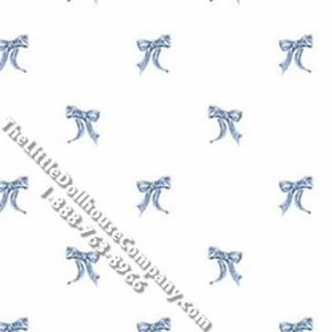 (image for) Blue Bows Toss Pattern Miniature Wallpaper for Dollhouses