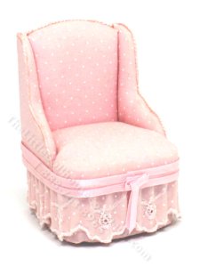 (image for) Miniature Pink Dot Wingback Chair for Dollhouses