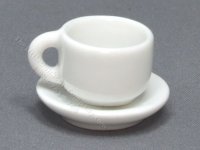 (image for) Miniature Playscale Ceramic White Tea Cup and Saucer
