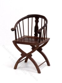 (image for) Miniature Ming Curved Cross-Leg Chair for Dollhouses