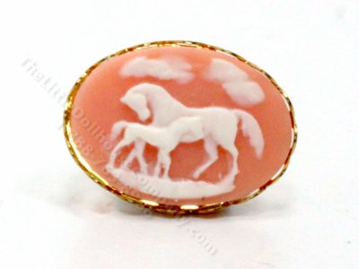 (image for) Miniature Framed Pink Horse Cameo for Dollhouses