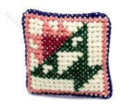 (image for) Miniature Vintage Handmade Cross Stitch Pillow for Dollhouses