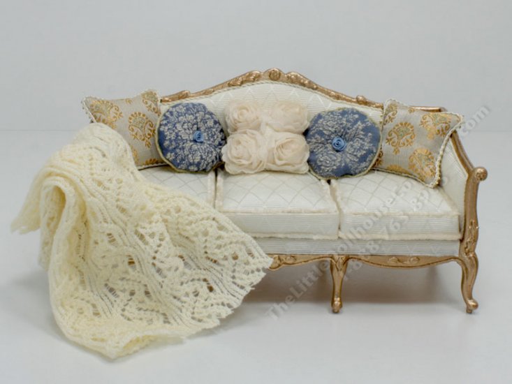 (image for) Miniature Louis XV White and Gold Couch by Judith Blondell