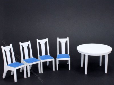 (image for) 1/18th Scale Miniature White Kitchen Table Set For Dollhouses