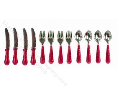 (image for) Miniature 12 Piece Red Flatware Cutlery Set