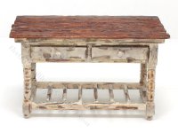 Miniature Distressed White Country Style Table with Board Top (image for) Miniature Distressed White Country Style Table with Board Top
