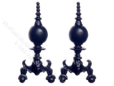 (image for) Miniature Georgian Fireplace Andirons for Dollhouses - Black