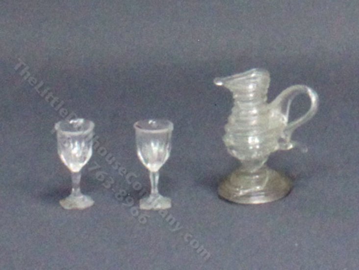 (image for) Miniature Handmade Glass Pitcher & Resin Glasses for Dollhouses
