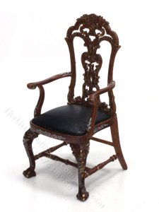 (image for) Miniature Walnut Armchair for Dollhouses