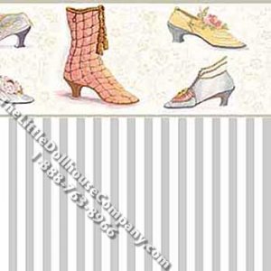(image for) Victorian Shoe Pattern Miniature Wallpaper for Dollhouses