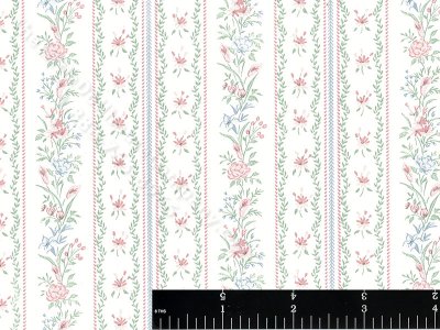 (image for) Floral Stripe Miniature Wallpaper for Dollhouses