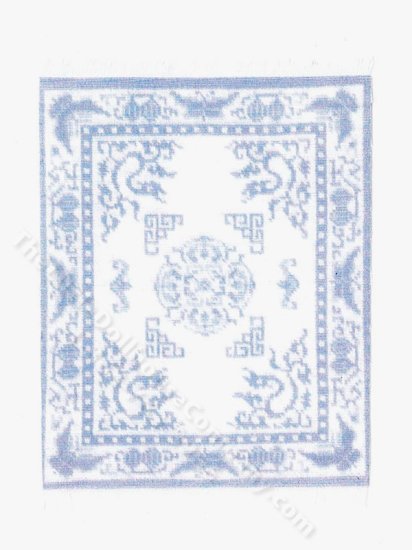 (image for) Miniature Blue and White Rug for Dollhouses