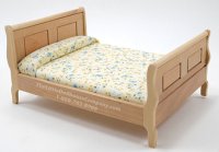 (image for) Miniature Oak Sleigh Bed For Dollhouses