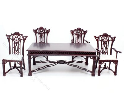 (image for) Miniature 5 Piece Mahogany Dining Room Set for Dollhouses