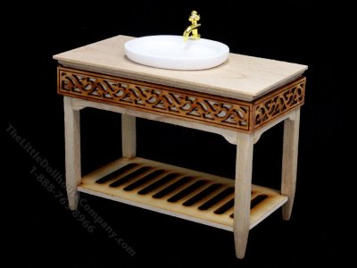 (image for) Miniature Unfinished Small Sink on Table for Dollhouses