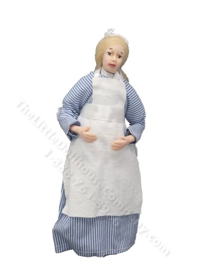 (image for) Miniature Vintage Blue Maid Doll for Dollhouses by Detta's Darling Dolls