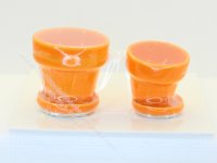(image for) Miniature Orange Ceramic Flower Pot Set By Barb for Dollhouses