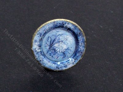 (image for) Miniature Blue Floral Plate for Dollhouses