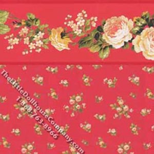 (image for) Red Flower Toss Pattern Miniature Wallpaper for Dollhouses