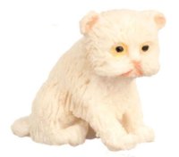 (image for) Miniature Small White Sitting Kitten for Dollhouses
