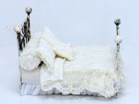 (image for) Half Scale Metal Bed with Handmade Bedding by Judith Blondell