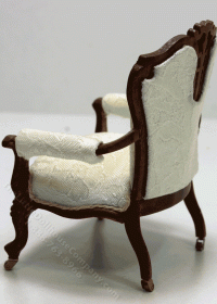 (image for) Miniature Walnut Victorian Armchair With Brass Castors