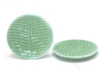 (image for) Miniature Green Ceramic Round Leaf Plate