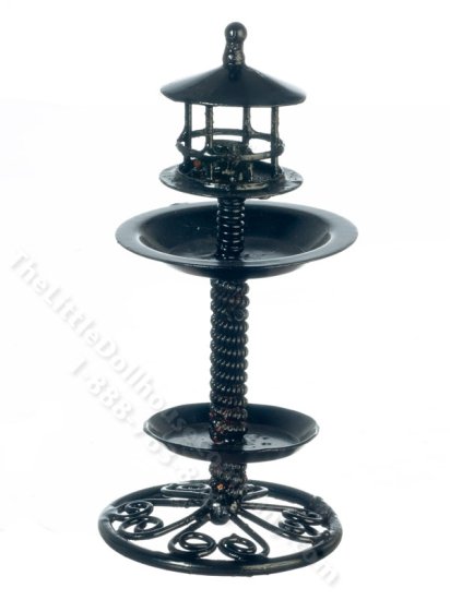 (image for) Miniature Black Wire Bird Feeder for Dollhouses