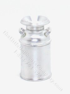(image for) Dollhouse Scale Model Painted Silver Milk Can