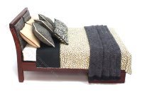 (image for) Miniature Modern Mahogany Bed Dressed in Animal Prints