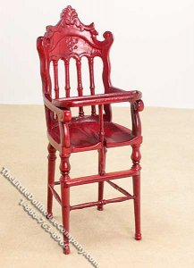(image for) Miniature Mahogany Old Fashioned High Chair for Dollhouses