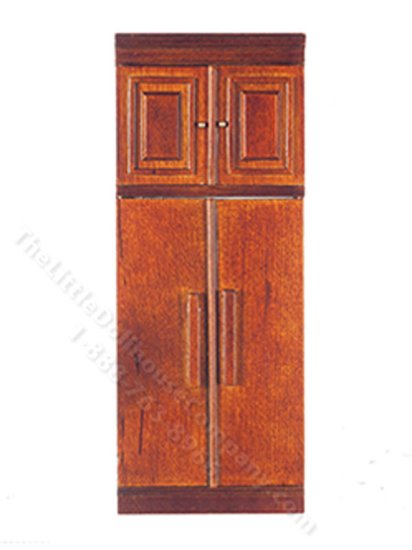 (image for) Miniature Walnut Kitchen Refrigerator with Upper Cabinets
