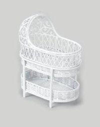 (image for) Dollhouse Miniature White Wire Victorian Bassinet