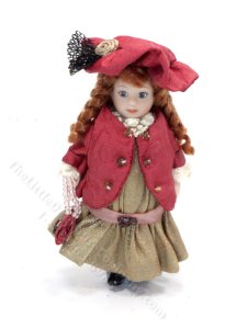 (image for) Miniature Little Girl in Dress and Coat for Dollhouses