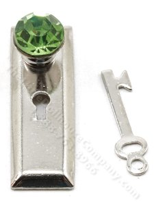 (image for) Satin Nickel Green Crystal Classic Knobs with Key (2pc/pkg.)