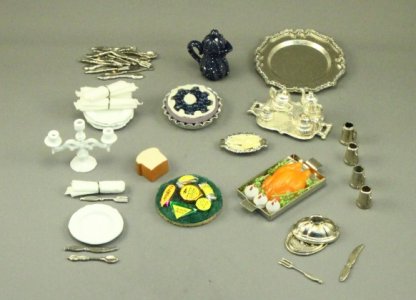 (image for) Dollhouse Miniature Deluxe Dining Room Accessory Set