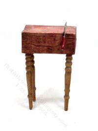 (image for) Miniature Butcher Block and Cleaver for Dollhouses