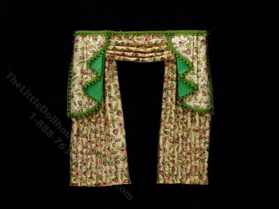 (image for) 1:24 Scale Miniature Floral Curtains for Dollhouses