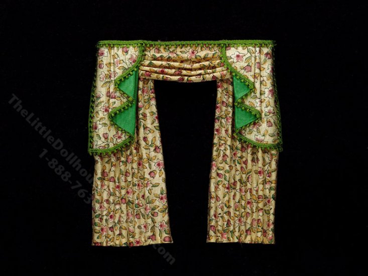 (image for) 1:24 Scale Miniature Floral Curtains for Dollhouses